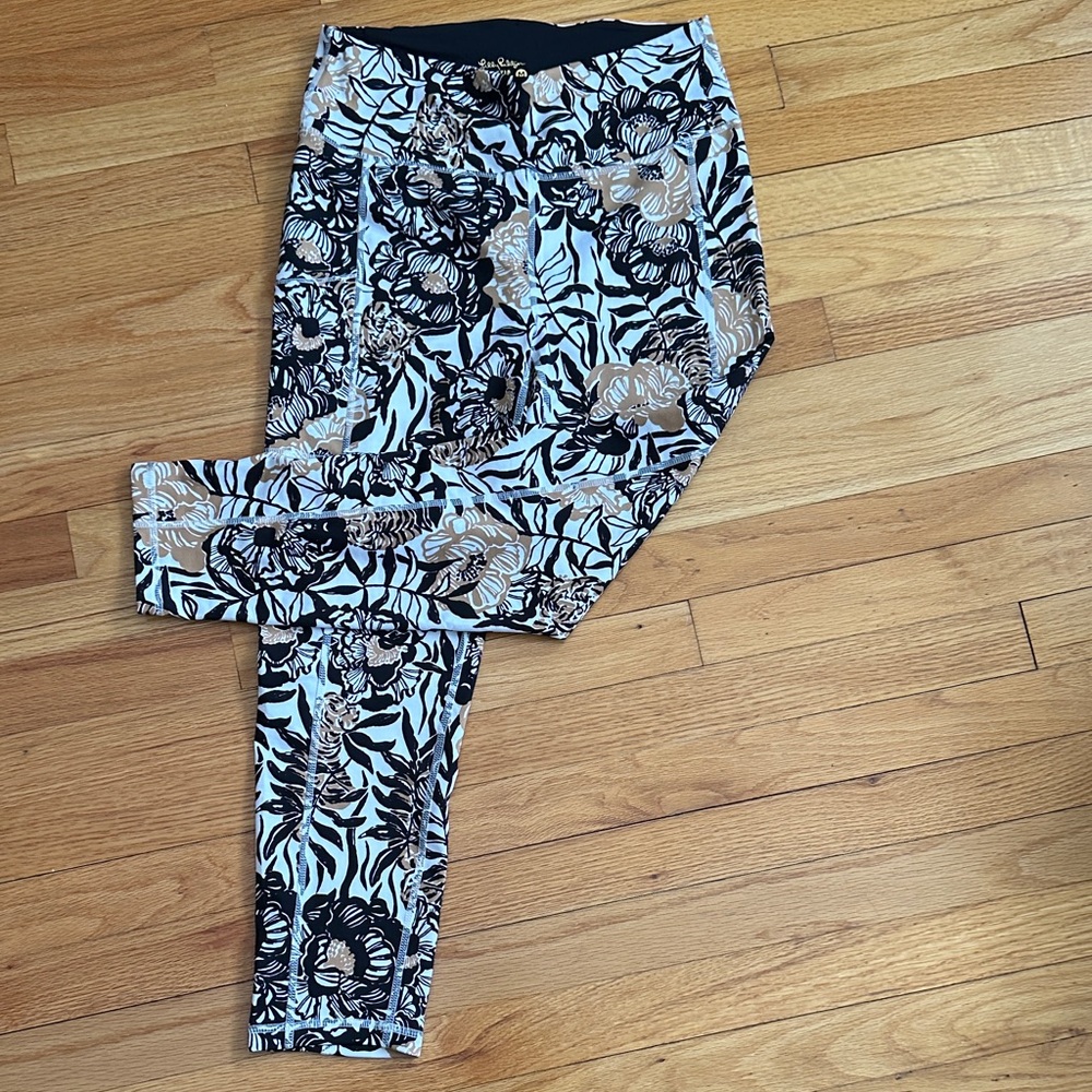 Lilly Pulitzer Luxletic Black and Tan Leggings